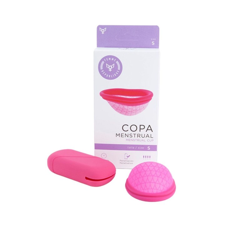 Packaging del Disco menstrual de Femme République y su contenido con la talla requerida.