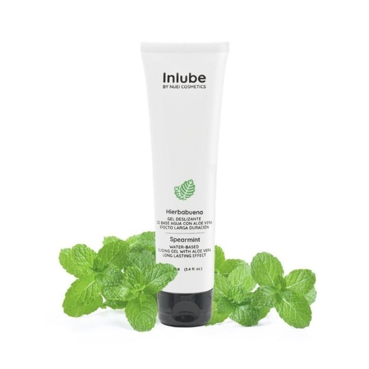 Presentación del Inlube Hierbabuena para zonas íntimas y usar en tu relación, tus juguetes y prácticas orales.