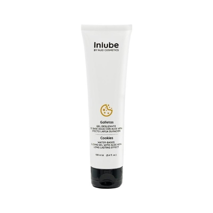 Envase del lubricante con sabor a Galleta 100 ml de la serie Inlube de Nuei Cosmetic