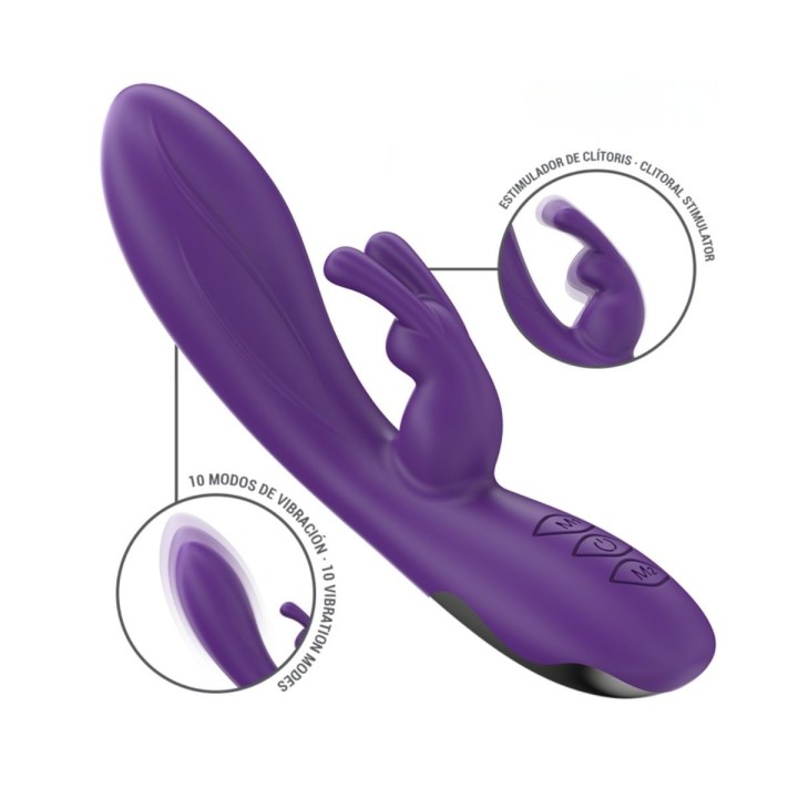 Funciones del Conejito Randall, vibración es su punta redondeada para el punto G y en conejito para el clítoris