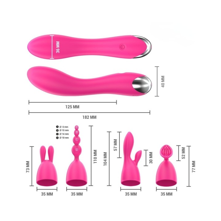 Intense — Cher vibrador con cabezales intercambiables — 20 patrones