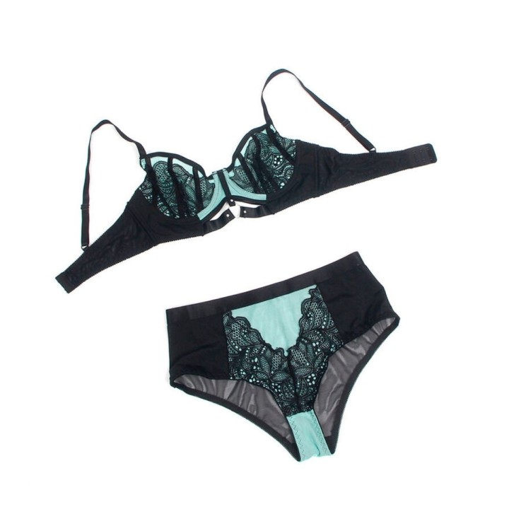 Largo del contorno de pecho de sujetador Push-up de Malla verde de Subblime