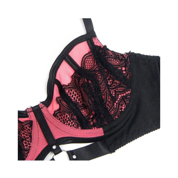 Detalle de la copa del Sujetador Push-up de Malla rosa de Subblime
