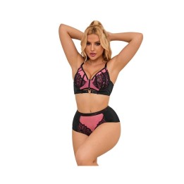 Conjunto de braga y sujetador de color rosa y negro, Malla de Subblime