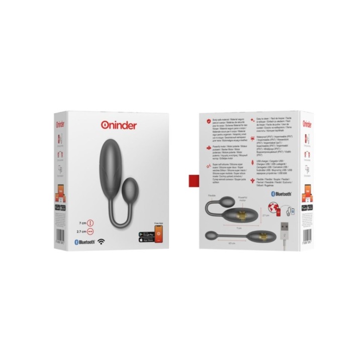 ONINDER - DENVER HUEVO VIBRADOR NEGRO 7 X 2.7 CM - APP GRATUITA