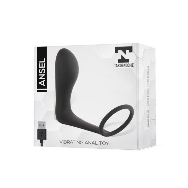 Packaging oficial de Tardenoche para el Anillo Ansel con plug anal con vibración