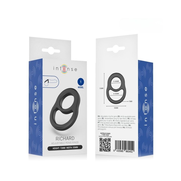 Packaging oficial de Intense en el Anillo Richard, de silicona negra