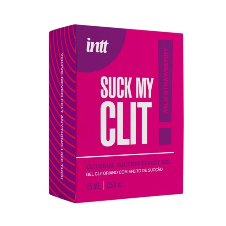 Packaging de Suck My Clit de Intt con sabor a fresas silvestres