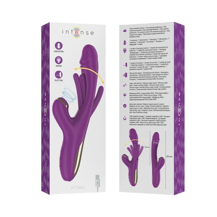Packaging oficial de Intense para el conejito vibrador con succión Ateneo.