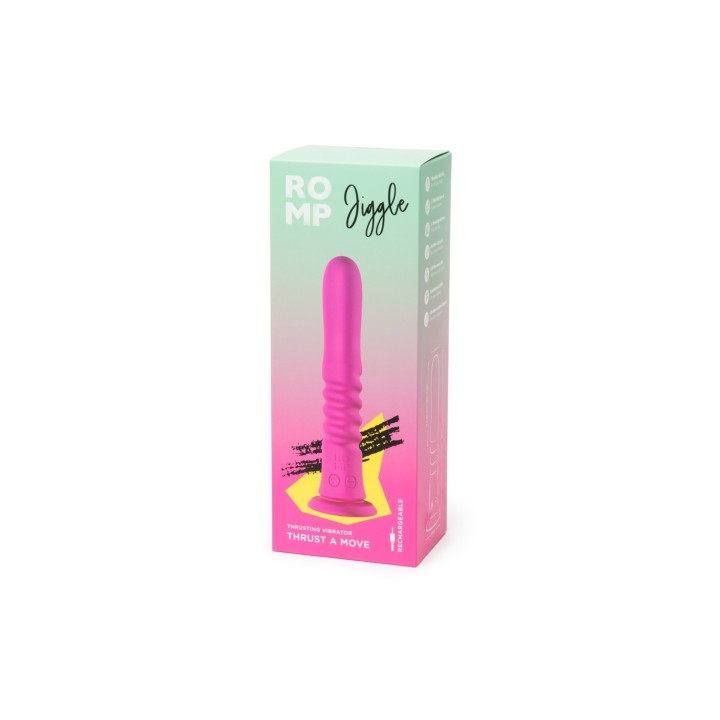 Packaging del Jiggle de Romp, de colores vivos y atractivos.