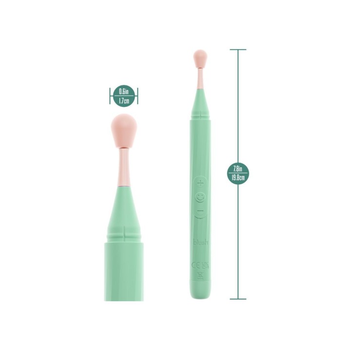 Medidas de la Varita Sage de Blush, largo y ancho de su cuerpo y cabezal.