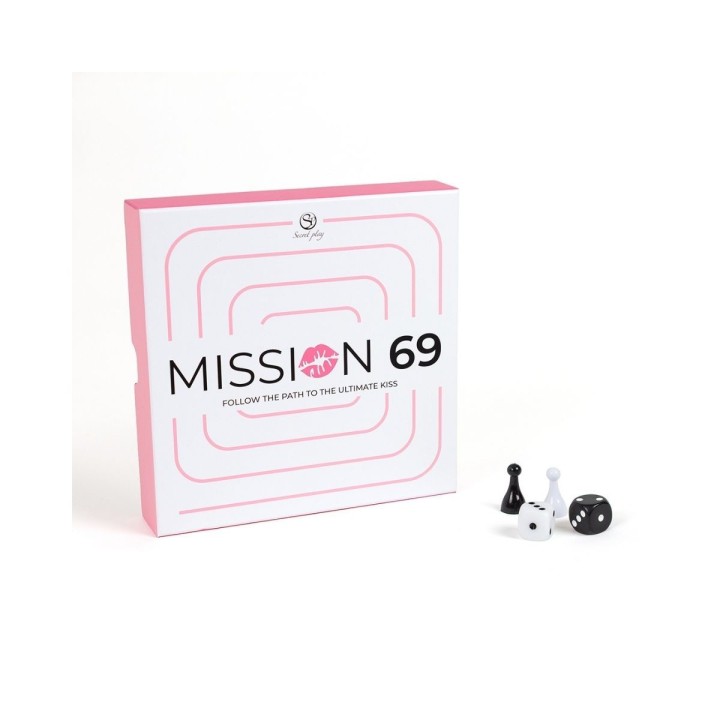 Packaging de Mission 69 de Secretplay, un parchís de pareja.