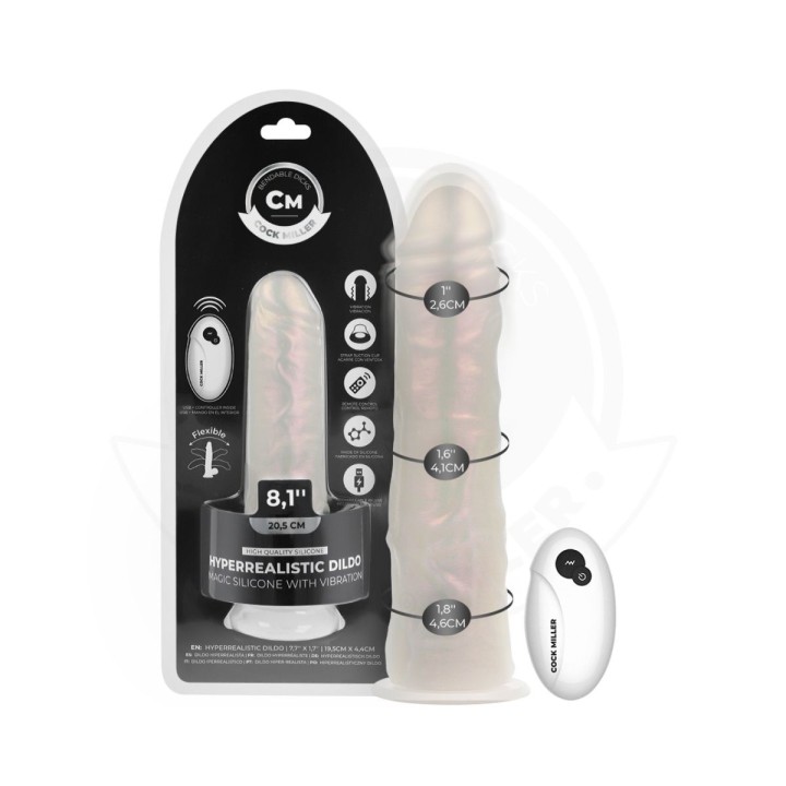 Cock Miller de 20,5 cm con vibración y luz led integrada.
