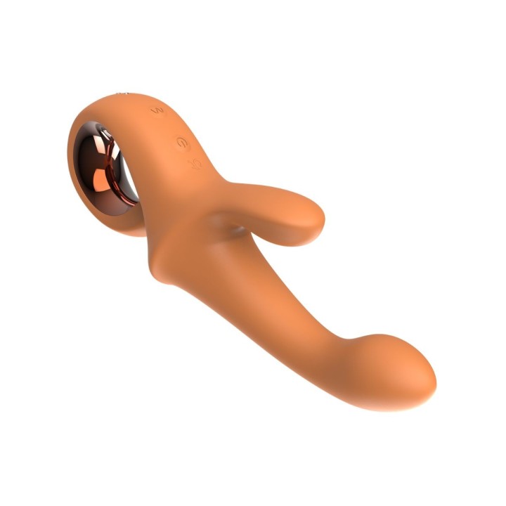 Vista tumbada del Conejito Glam de Dream Toys con efecto tickling en su punta.