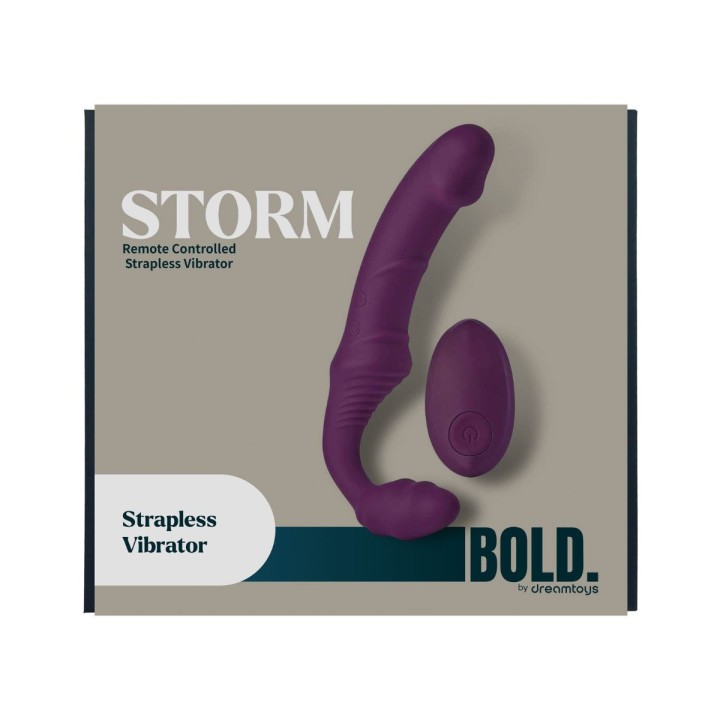 Cara frontal del Packaging de Dream Toys para el Dildo doble Storm