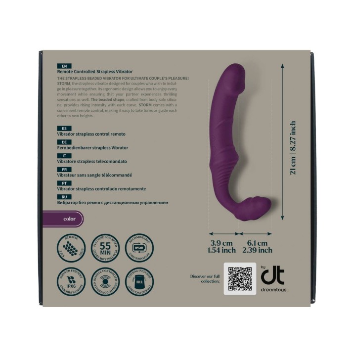 Reverso del Packaging de Dream Toys para el Dildo doble Storm