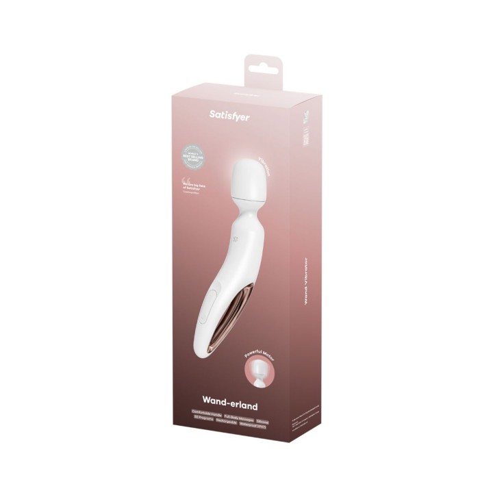 Packaging del nuevo Masajeador Wand Erland de Satisfyer.