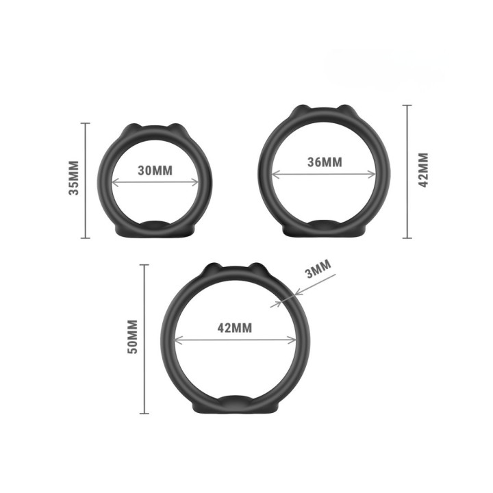Medidas  de Peter, los anillos para el pene de Intense.