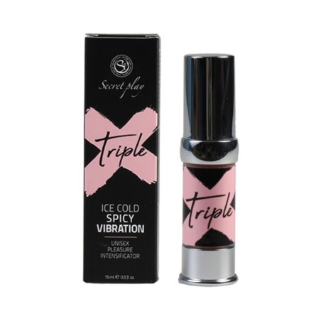 Packaging líquido vibrador Secret Play Triple X 15 ml – máxima intensidad con efecto vibración extremo.