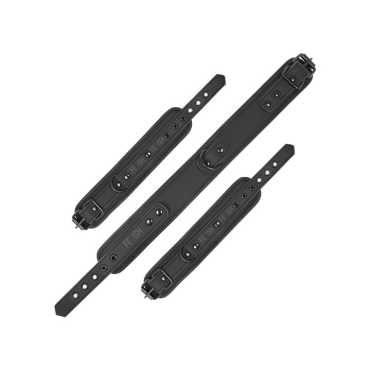 FETISH SUBMISSIVE COLLAR Y ESPOSAS CUERO VEGANO CON FORRO DE NOPRENO