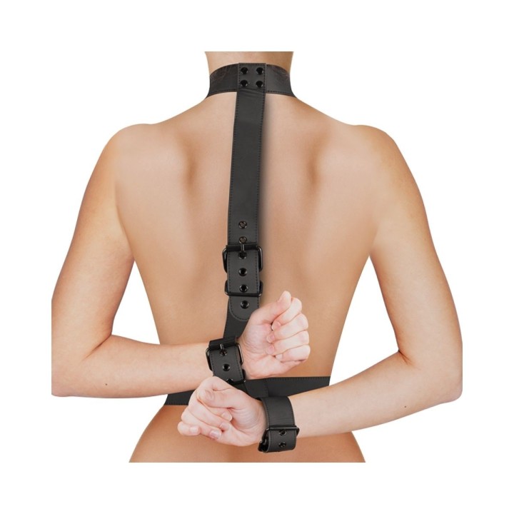 FETISH SUBMISSIVE BONDAGE - CONJUNTO DE SUJECIÓN PARA EL CUERPO DE CUELLO Y MUÑEQUERAS