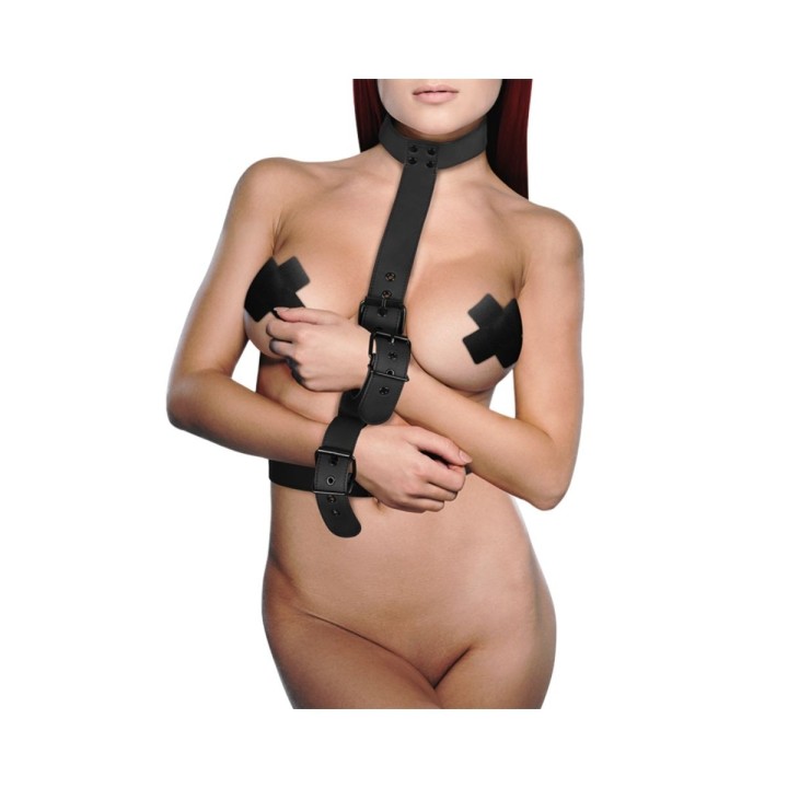 FETISH SUBMISSIVE BONDAGE - CONJUNTO DE SUJECIÓN PARA EL CUERPO DE CUELLO Y MUÑEQUERAS