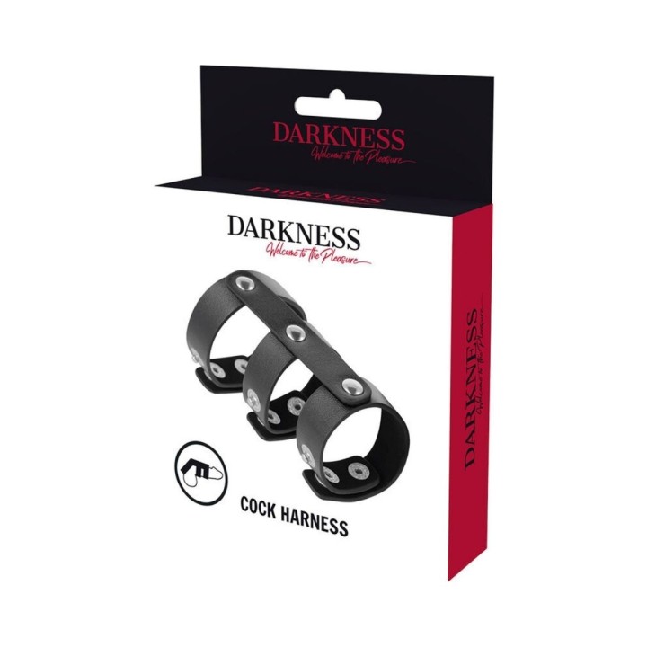 DARKNESS - ANILLO DOBLE PENE Y TESTÍCULOS AJUSTABLE LEATHER
