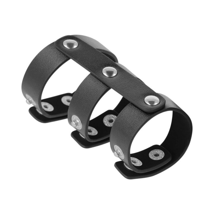 DARKNESS - ANILLO DOBLE PENE Y TESTÍCULOS AJUSTABLE LEATHER