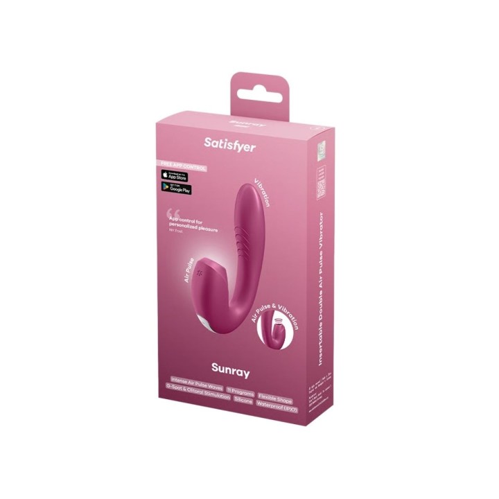 SATISFYER SUNRAY VIBRADOR INSERTABLE CON AIR PULSE, BERRY_LILA_
