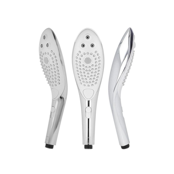 Diferentes vistas del Wave, cabezal de ducha y estimulador de clítoris, de Womanizer