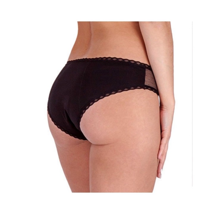 Vista trasera de la braga menstrual Daily para "esos días" y por la seguridad de tu bienestar.