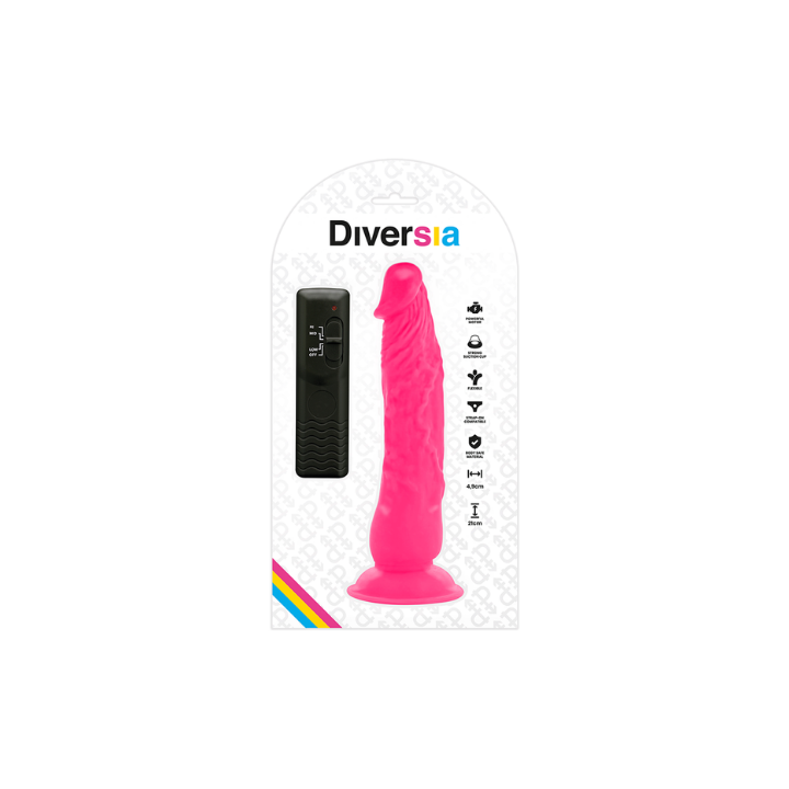 DIVERSIA DILDO FLEXIBLE CON VIBRACION 21 CM - ROSA