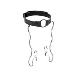 FETISH SUBMISSIVE ANILLA MORDAZA CON PINZAS PARA PEZONES