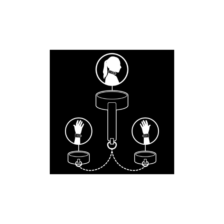 FETISH SUBMISSIVE COLLAR Y ESPOSAS CUERO VEGANO CON FORRO DE NOPRENO