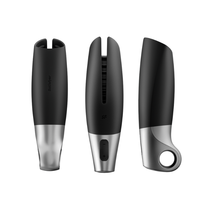 SATISFYER POWER MASTURBATOR - NEGRO Y PLATA