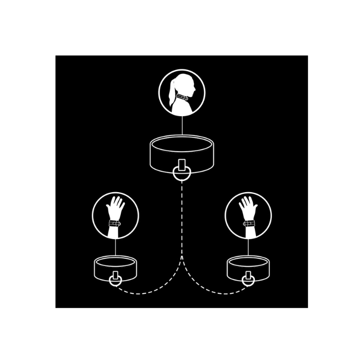 FETISH SUBMISSIVE COLLAR Y ESPOSAS CUERO VEGANO CON FORRO DE NOPRENO