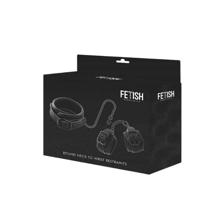 FETISH SUBMISSIVE COLLAR Y ESPOSAS CUERO VEGANO CON FORRO DE NOPRENO