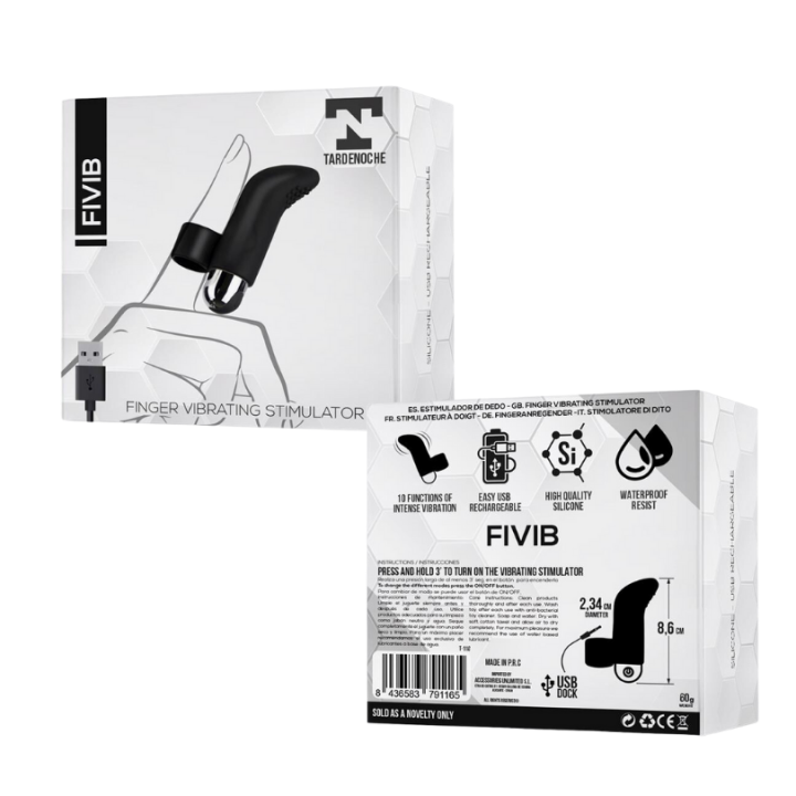 TARDENOCHE FIVIB ESTIMULADOR DE DEDO USB SILICONA NEGRO
