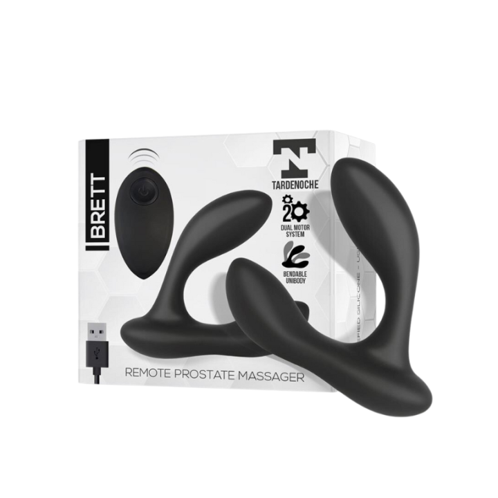 TARDENOCHE BRETT MASAJEADOR PROSTÁTICO CONTROL REMOTO USB SILICONA LÍQUIDA