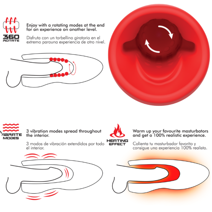 JAMYJOB™ - SPIN-X MASTURBADOR CON ROTACIÓN Y FUNCIÓN CALOR