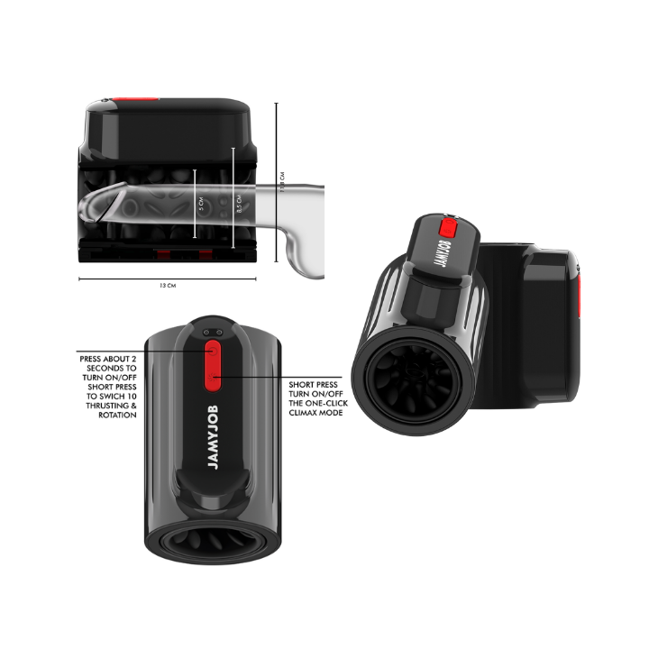 JAMYJOB - VORTEX MASTURBADOR TURBO CON EMPUJE Y ROTACIÓN 360 UP AND DOWN
