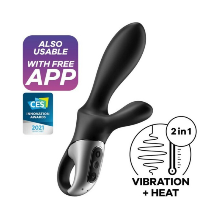 SATISFYER HEAT CLIMAX + VIBRADOR ANAL CON CALOR - NEGRO