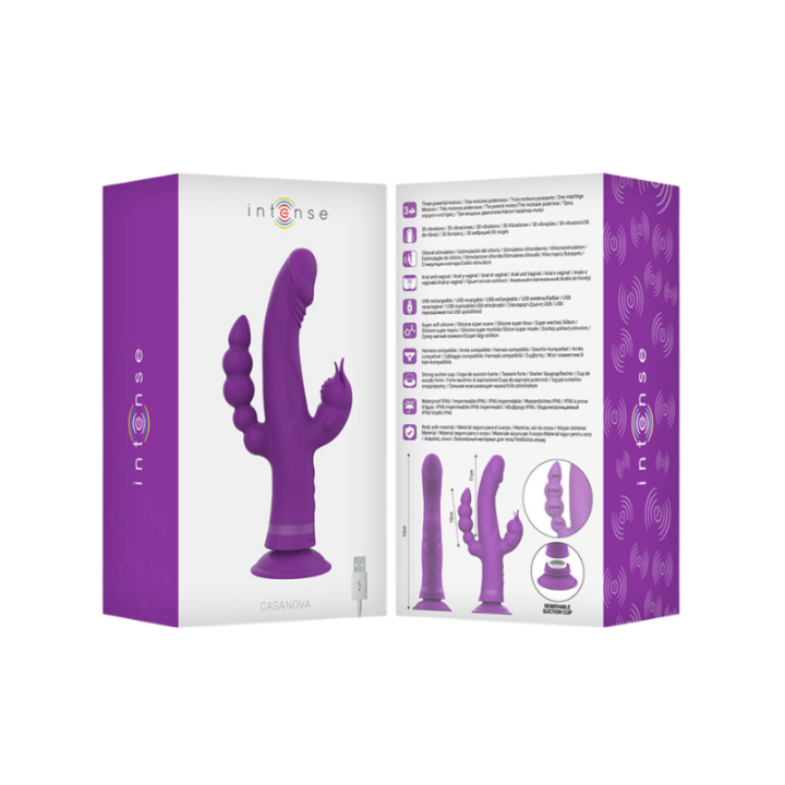 INTENSE™ - CASANOVA VIBRADOR RABBIT SILICONA TRIPLE MOTOR MORAD