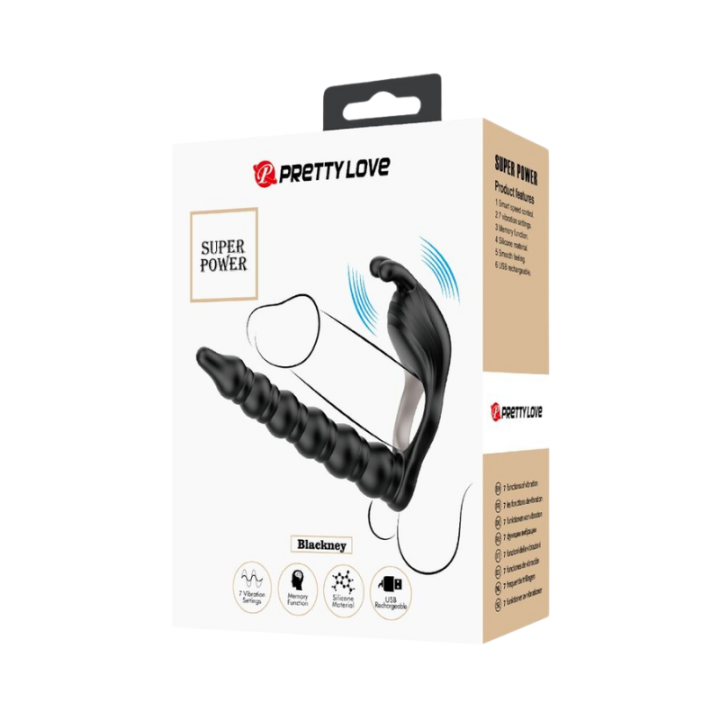 PRETTY LOVE - BLACKNEY ANILLO PENE CON PLUG VIBRADOR NEGRO