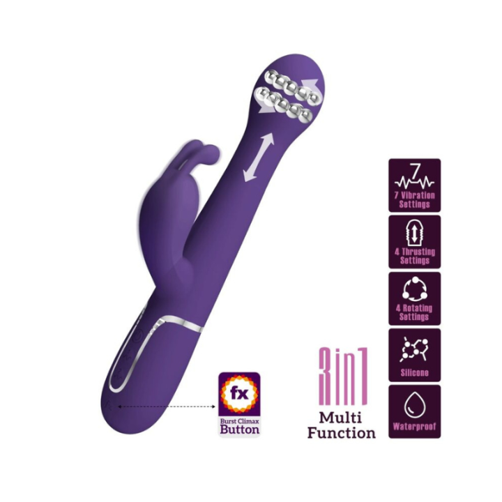 PRETTY LOVE - DEJON VIBRADOR RABBIT 3 EN 1 MULTIFUNCIÓN MORADO