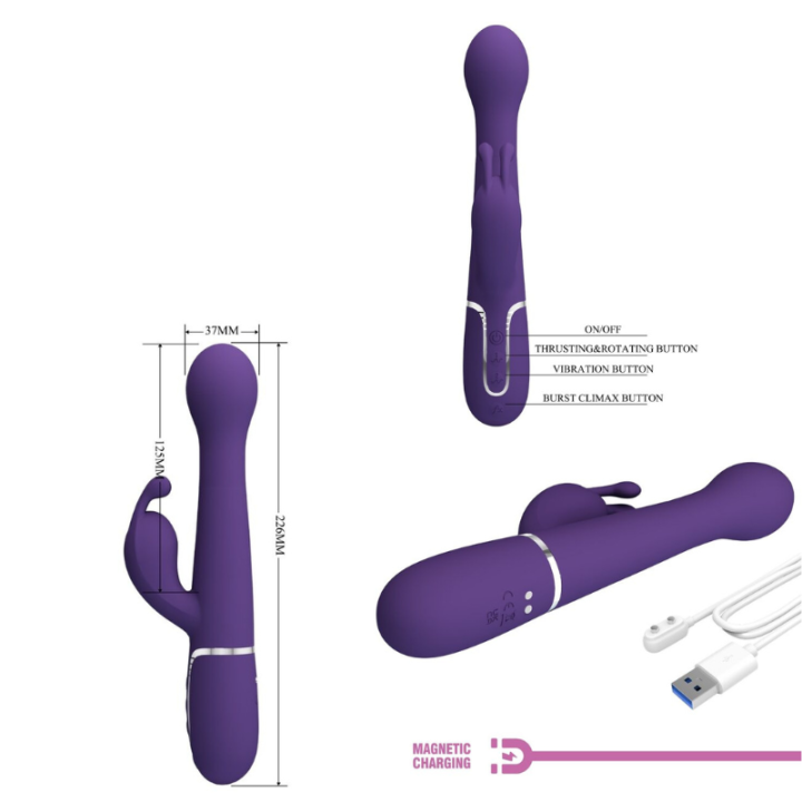 PRETTY LOVE - DEJON VIBRADOR RABBIT 3 EN 1 MULTIFUNCIÓN MORADO