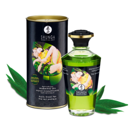 Aceite orgánico Shunga Té Verde Calor 240 ml con efecto térmico.