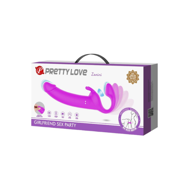 PRETTY LOVE - ZANINI DILDO STRAP-ON SIN ARNES 10 VIBRACIONES MORADO