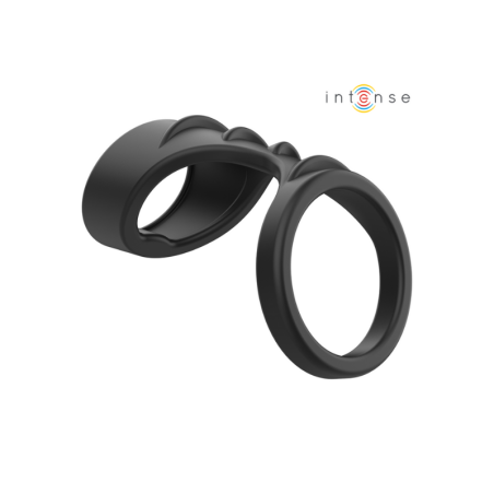 INTENSE - THEO ANILLO DOBLE PARA PENE SILICONA NEGRO MODELO 3