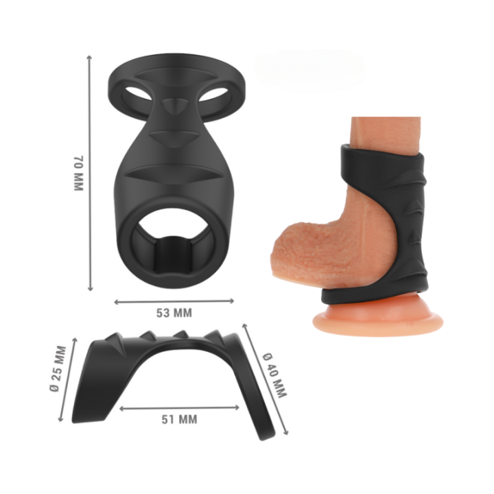 INTENSE - THEO ANILLO DOBLE PARA PENE SILICONA NEGRO MODELO 3